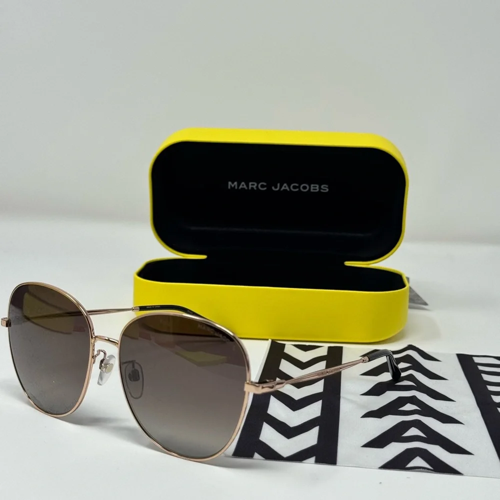 NEW MARC JACOBS 664/G/S RHL HA Sunglasses  Brown Lenses Aviator Unisex With Case
